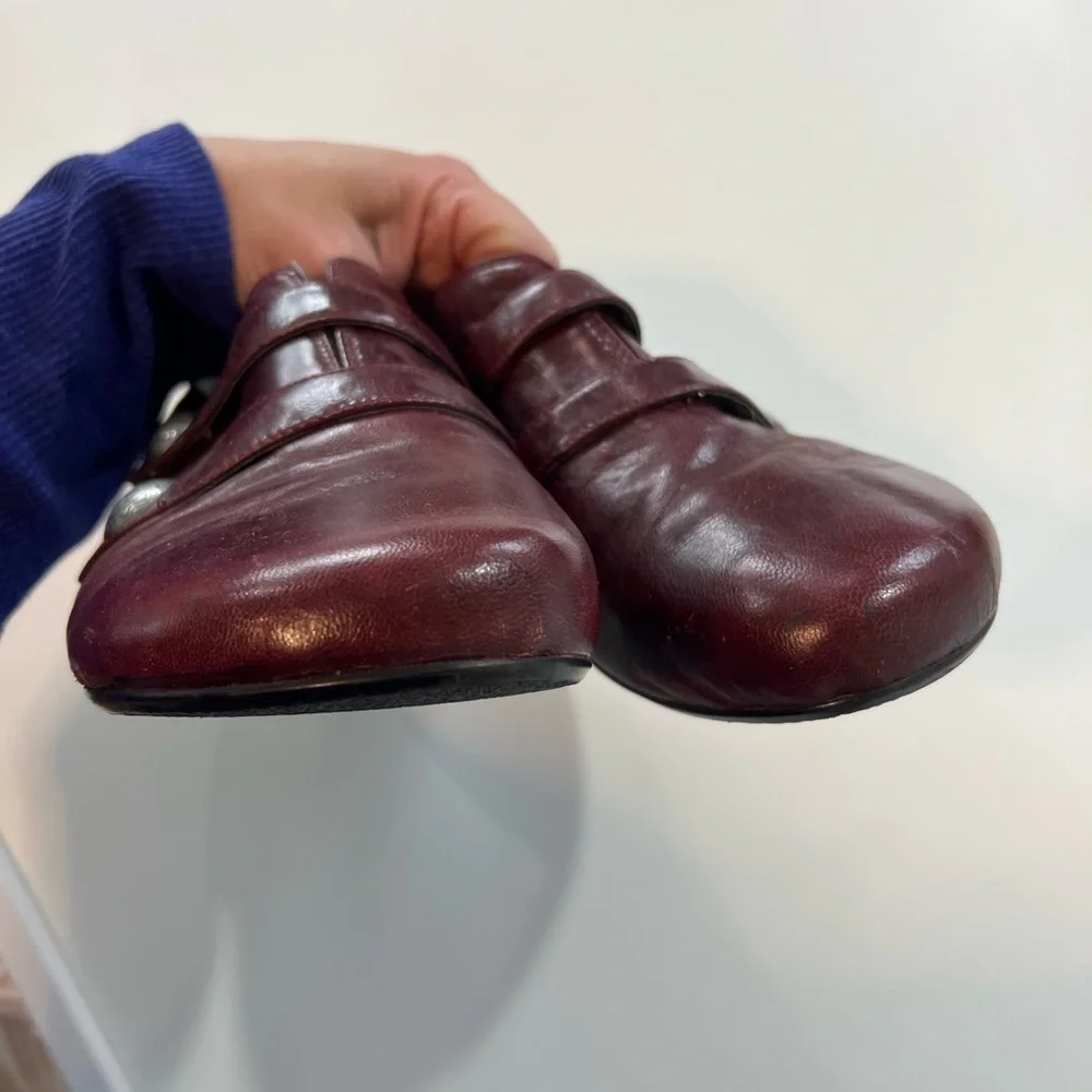 Red Leather Loafers with Vintage Charm and Sturdy Sole